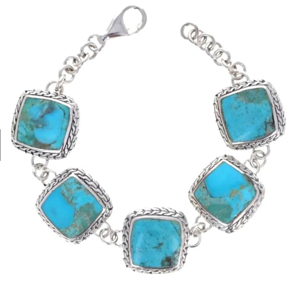 Genuine Turquoise Woven Link Bracelet